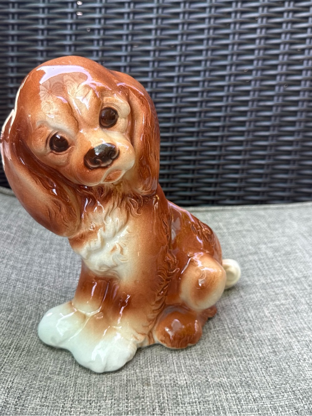 Vintage Royal cocker Cavalier Spaniel Planter Ceramic Dog Figurine MCM Kitschy
